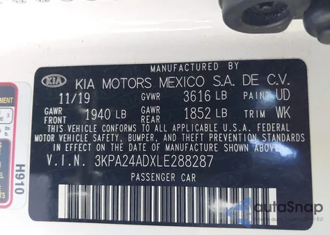 2020 Kia Rio S from USA, damaged, VIN 3KPA24ADXLE288287
